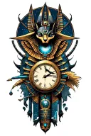 Space Theme With clock Technology With Egyptian God Anubis And Inka Symbolism And All Seing Eye... Tattoo tattoo design idea
