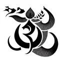 Trishul with Aum and Karma Sabr Moksh tattoo design idea