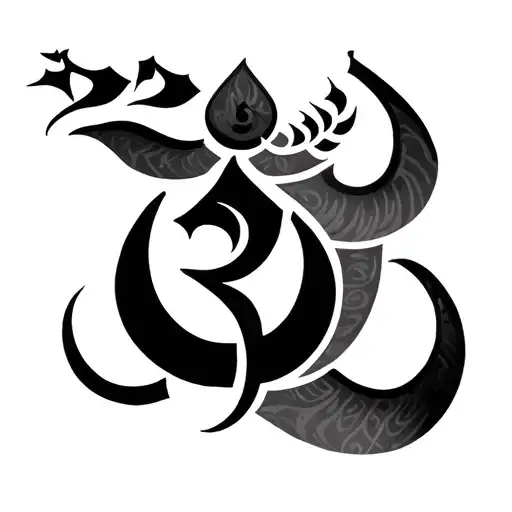 Trishul with Aum and Karma Sabr Moksh tattoo design idea