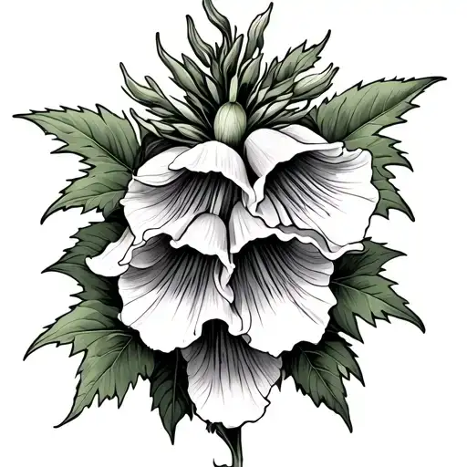 foxglove flower in a thunderstorm tattoo design idea
