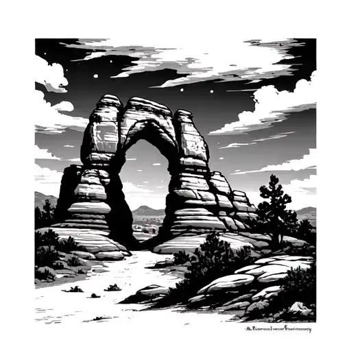 utah arches at night tattoo design idea