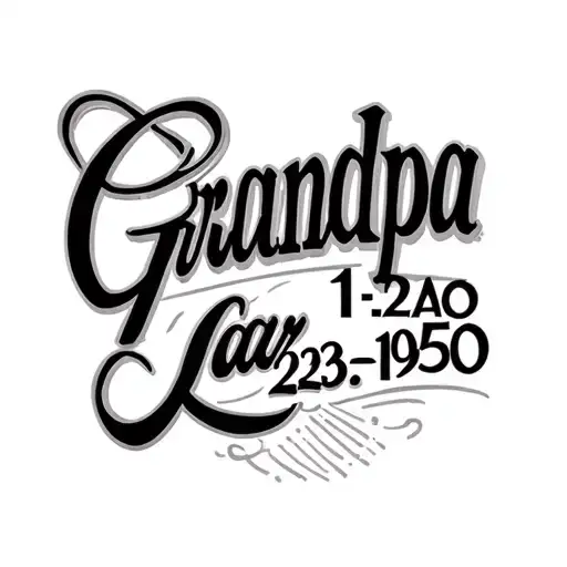 "Grandpa Gar 1-23-1950" cursive writing tattoo design idea