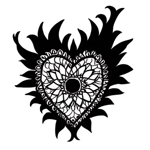 mandala heart shape outline tattoo design idea