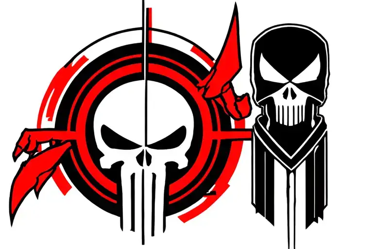 punisher, daredevil, bullseye representing tattoo design idea