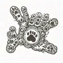 baby's handprint with cat's and dog's paw print tattoo design idea