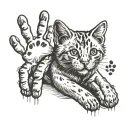 baby's handprint with cat's and dog's paw print tattoo design idea