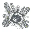 baby's handprint with cat's and dog's paw print tattoo design idea