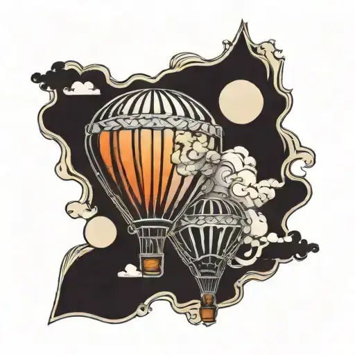 hot air balloon tattoo design idea