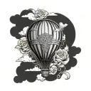hot air balloon tattoo design idea