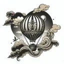 hot air balloon tattoo design idea
