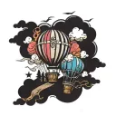 hot air balloon tattoo design idea