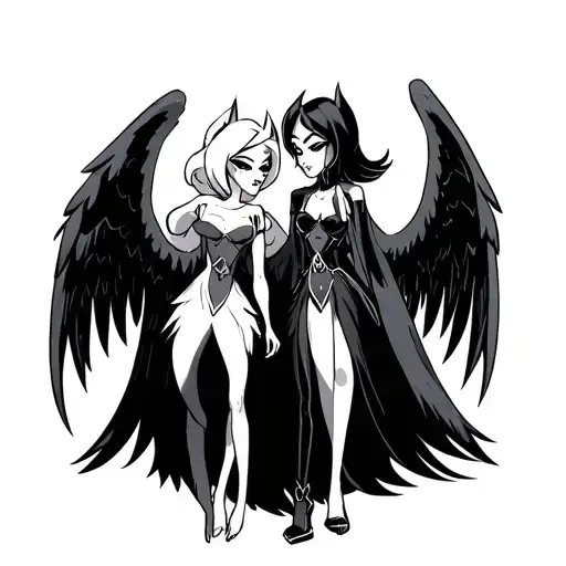 angel & husk from hazbin hotel tattoo design idea