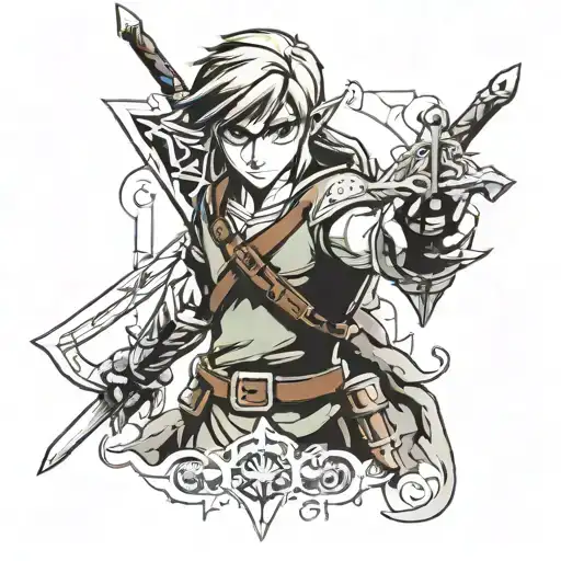 link from legend of zelda tattoo design idea