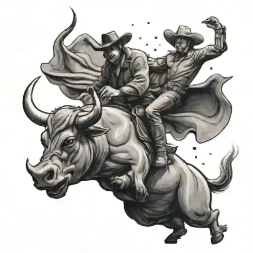 a cowboy riding a cosmic bull  tattoo design idea
