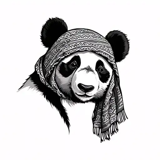 panda wearing a keffiyeh tattoo design idea