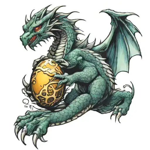 Dragon with egg tattoo design idea