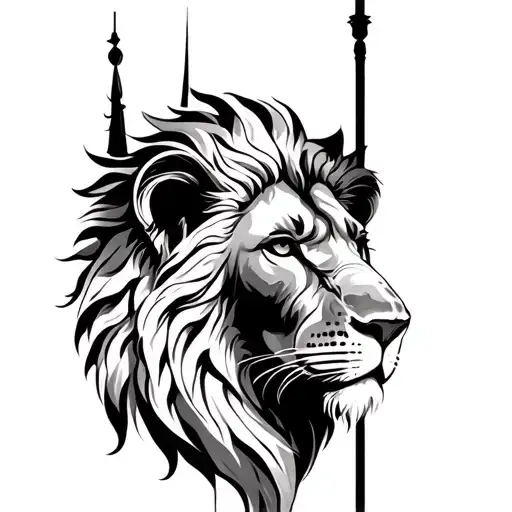 Libra and lion face tattoo design idea
