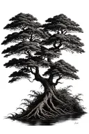 Swamp cypress Tree growing tattoo design idea