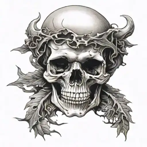 skull and shadow tattoo design idea
