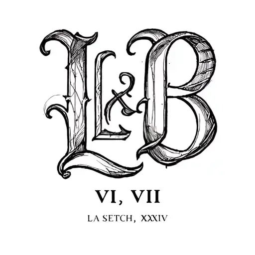 Initials L and B with date VI VII XXVI tattoo design idea