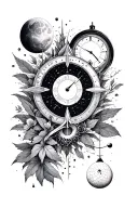 physics and nuclear and time and nature tattoo design idea