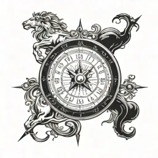 romania Dial with inside zodiac sign Sagittarius constellation tattoo design idea