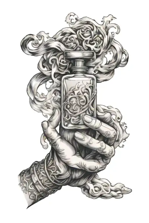 smoke, bracelet, around hand, perfume, transparent tattoo design idea