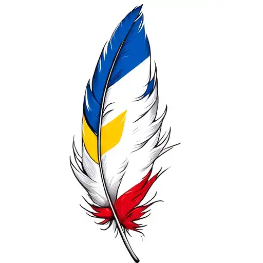 puerto Rican flag feather and Colombian flag feather tattoo design idea