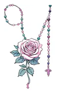 rosary with rose wrapped tattoo design idea