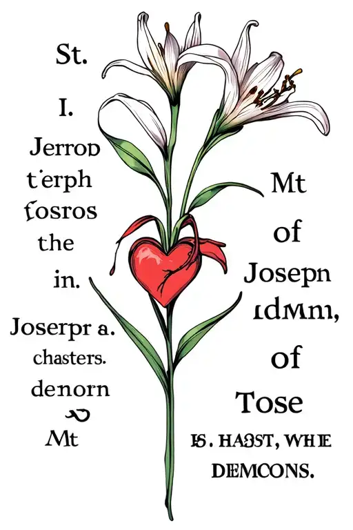 "St. Joseph terror of demons" Lilies with the chaste heart of Joseph in the middle  tattoo design idea