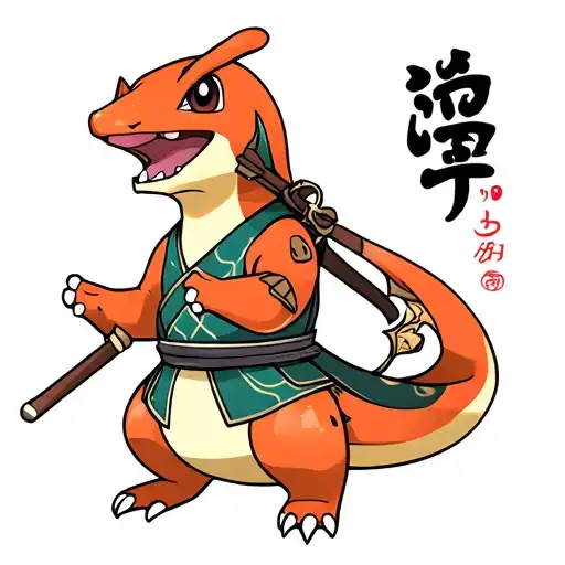 Charmander Pokemon as a samurai tattoo design idea