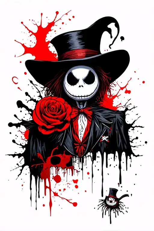 Halloween full sleeve tattoo featuring Jack skellington penny wise hell boy joker art the clown zero mad hatter beast  tattoo design idea