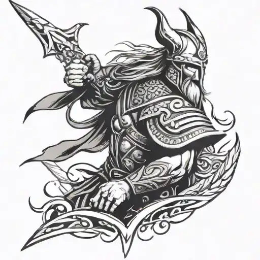 vikings warrior black tattoo design idea