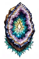 stained glass window with a geode design tattoo design idea