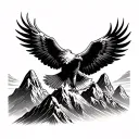 An eagle flies over the mountains rising Phoenix tattoo design idea