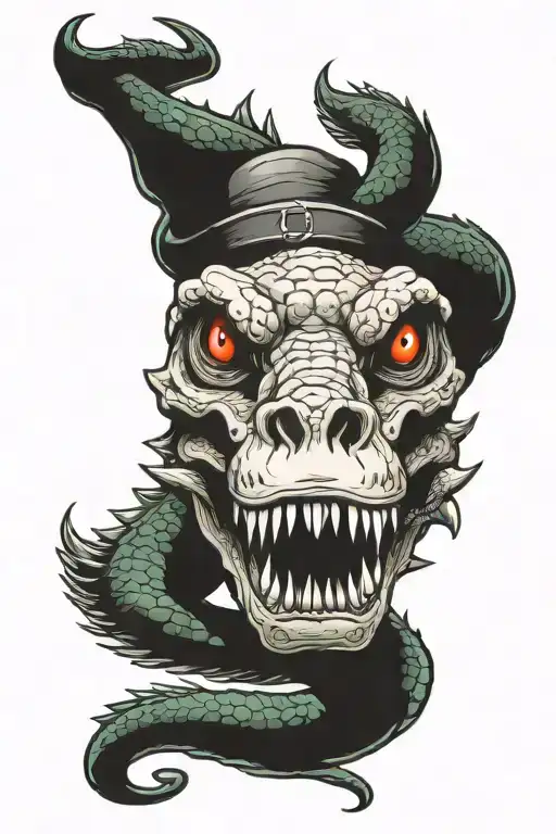 dnd druid alligator skull tattoo design idea