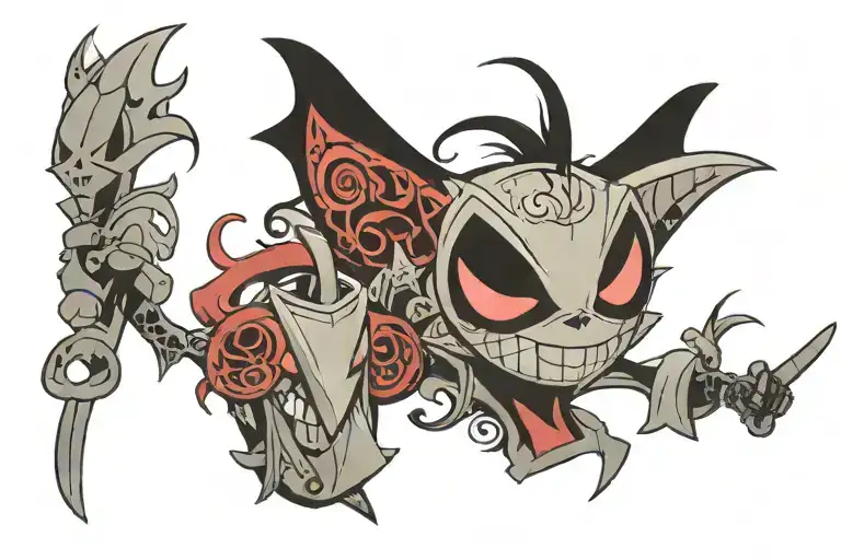hazbin hotel, Angel dust and Alastor hazbin hotel tattoo design idea