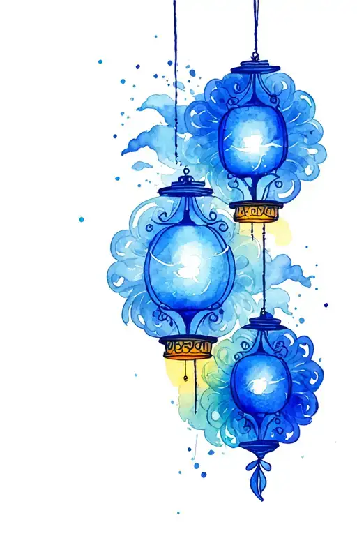 tangled, sun symbol, lanterns tattoo design idea