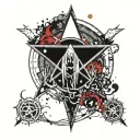 Cryptocurrency Symbols, Pentagram, Satanic, Satnism, Crypto, baphomet, Baphomet pentagram, upside down Pentagram. tattoo design idea