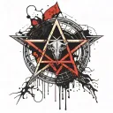 Cryptocurrency Symbols, Pentagram, Satanic, Satnism, Crypto, baphomet, Baphomet pentagram, upside down Pentagram. tattoo design idea