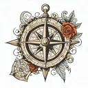 compass N letter  AND 222 tattoo design idea