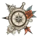 compass N letter  AND 222 tattoo design idea