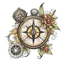 compass N letter  AND 222 tattoo design idea