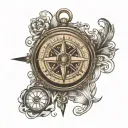 compass N letter  AND 222 tattoo design idea