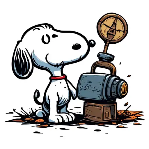 cyber sigilism style snoopy tattoo design idea