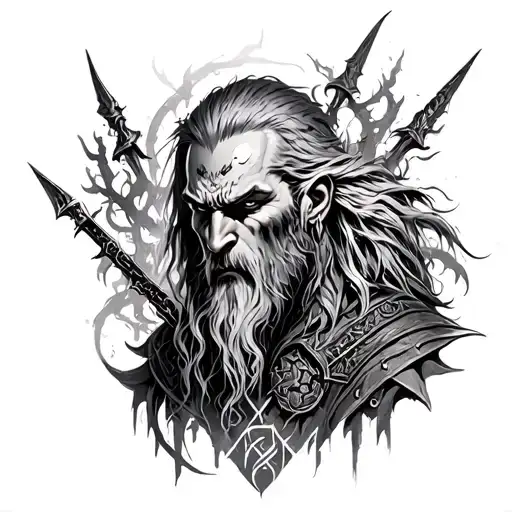 Witcher 3, nors mithology sleve tattoo design idea