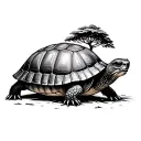 realistic tortoise with an african baobab tree growing on it tattoo design idea