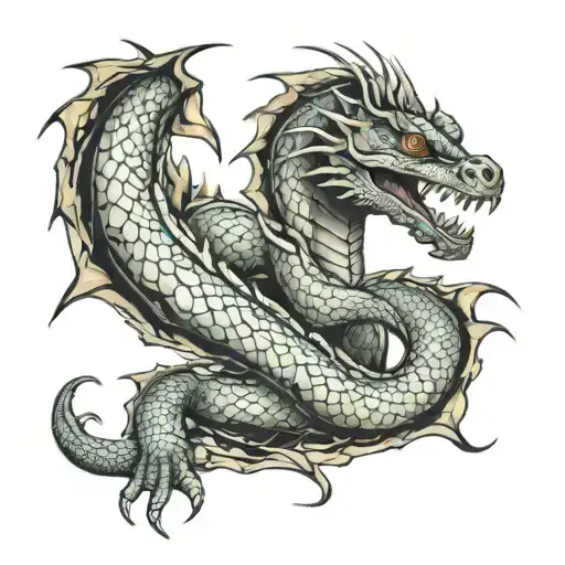 Basilisk snake wrapping tattoo design idea