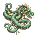 Basilisk snake wrapping tattoo design idea