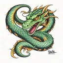 Basilisk snake wrapping tattoo design idea